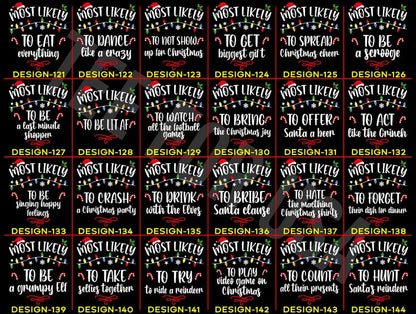 168 Quotes Most Likely to Christmas Shirts,Matching Family Christmas Shirts,Funny Christmas 2025 Party Tee,Matching Pajamas,Long Sleeve,Xmas