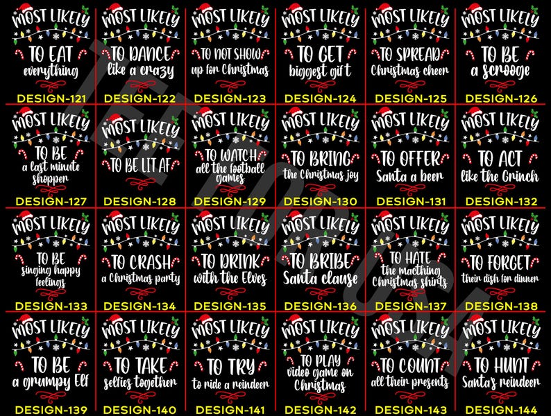 168 Quotes Most Likely to Christmas Shirts,Matching Family Christmas Shirts,Funny Christmas 2025 Party Tee,Matching Pajamas,Long Sleeve,Xmas