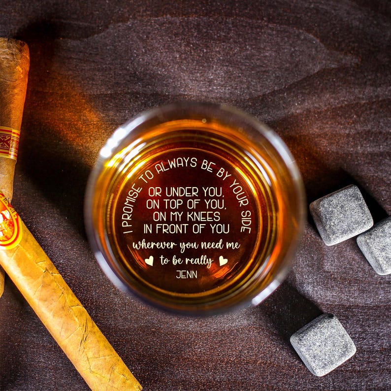 I Promise To Always Be By Your Side Personalized Engraved Whiskey Glass Handwriting Whiskey Glass, Anniversary Gift, Engraved whiskey glass