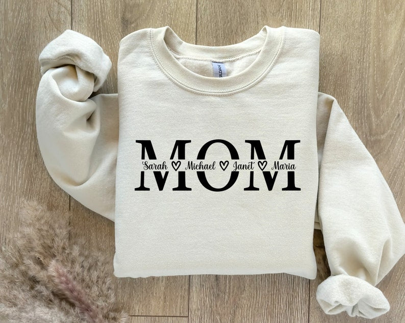 Custom Mom Sweatshirt, Custom Mom And Children Names Sweatshirt, Family Matching Tee, Women Sweatshirt, Gift For Mom, Mothers Day Gift