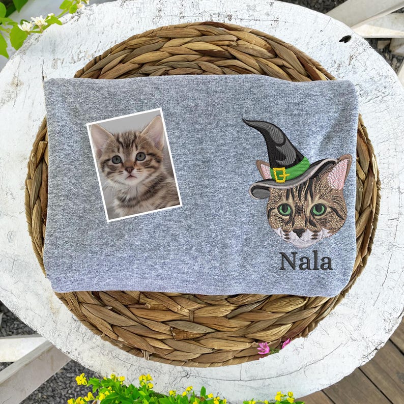 Dog Halloween Embroidered Sweatshirt, Custom Pet Portrait Hoodie, Halloween Dog Hoodie, Personalised Dog Gifts, Halloween Gifts For Girlfriend