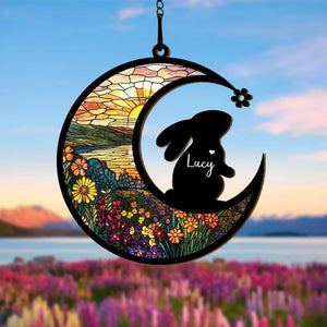 Personalised Rabbit Memorial Suncatcher, Custom Bunny Memorial Gift, Rabbit Windows Hanging, Pet Memorial Suncatcher, Bunny Remembrance Gift