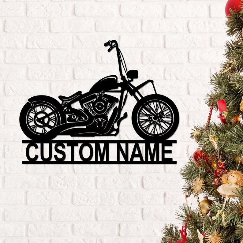 Custom Motorcycle Sign, Motorbike Motorcycle Metal Wall Art, Personalized Biker Name Sign, Housewarming Gift For Biker, Father's Day gift