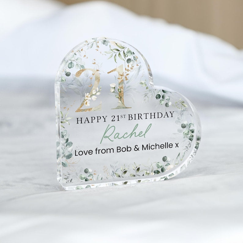 Personalised Happy 21st Birthday Gift Plaque, Birthday Gift For Her, 21st Birthday Gifts, Floral 21st Gift, Gifts for 21st Birthday