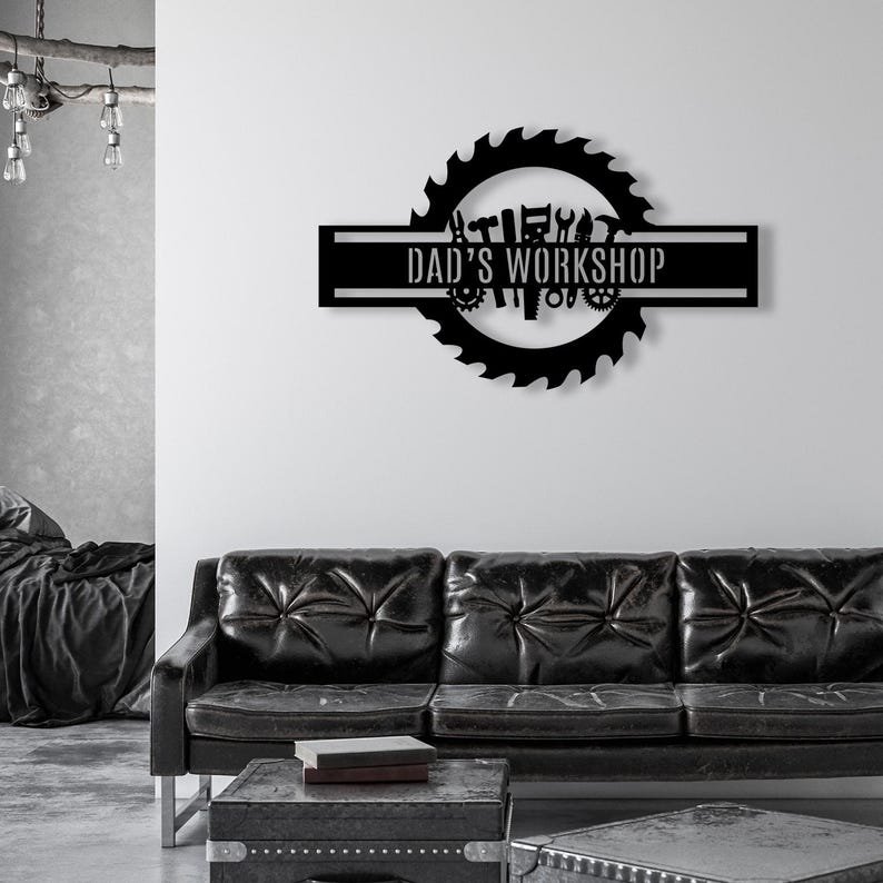 Custom Metal Workshop Sign, Dad Gift, Custom Garage Sign, Personalized Man Cave Decor, Mechanic Workshop Sign, Steel Garage Entrance Decor
