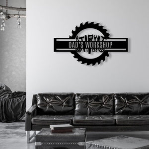Custom Metal Workshop Sign, Dad Gift, Custom Garage Sign, Personalized Man Cave Decor, Mechanic Workshop Sign, Steel Garage Entrance Decor