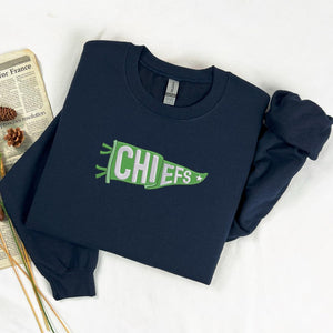 Custom Embroidered Pennant Shirt, Custom High School College Football Sweatshirt with College Name, Game Day Shirt, Football Team Shirt Gift