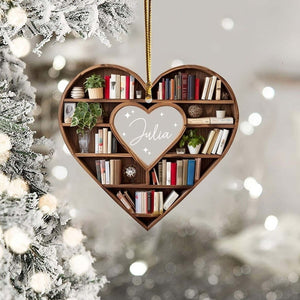 Personalized Christmas Book Tree Name Ornament, Custom Bookish Ornament, Book Lover Gift, Bookworm Gifts, Book Club Ornament, Librarian Gift