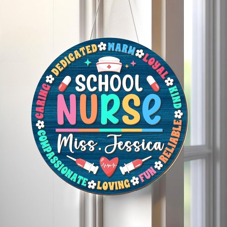 Personalized School Nurse 3D Laser Cut Door Sign, School Nurse Grad Door Hanger, Gift for New Nurse, Back To School, Health Room Decor