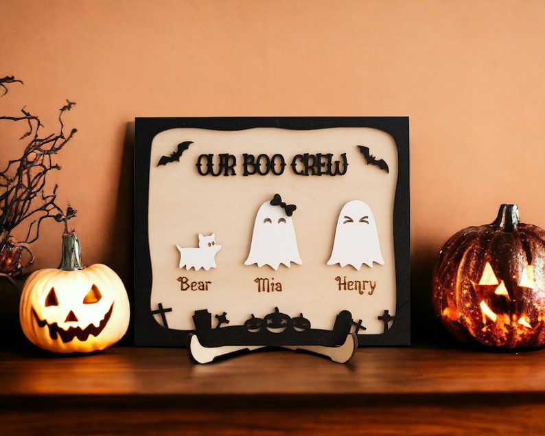 Haloween Family Name Sign, Halloween Decor, Halloween Ghost Sign, Gift For Family, Farmhouse Decor, Family Gift