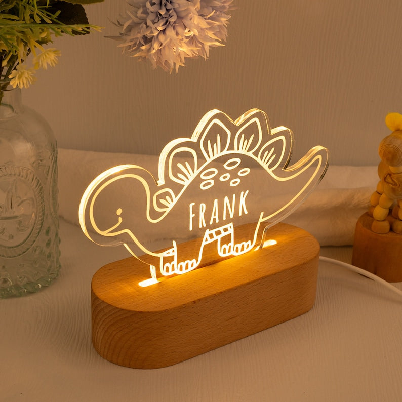 Dinosaur Night Light,Custom Name Night Light,Cute Night Light,Baby First Birthday Gift,Baby Nursery Decor,Gifts For Kids,Newborn Shower Gift