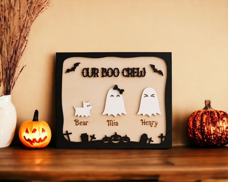 Haloween Family Name Sign, Halloween Decor, Halloween Ghost Sign, Gift For Family, Farmhouse Decor, Family Gift