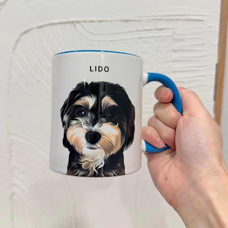 Custom Pet Mug, Personalized Portrait Home Decor, Custom Pet Art, Gift Idea for Dog Lovers, Dog Mom, Pet Memorial, Unique Gift Idea