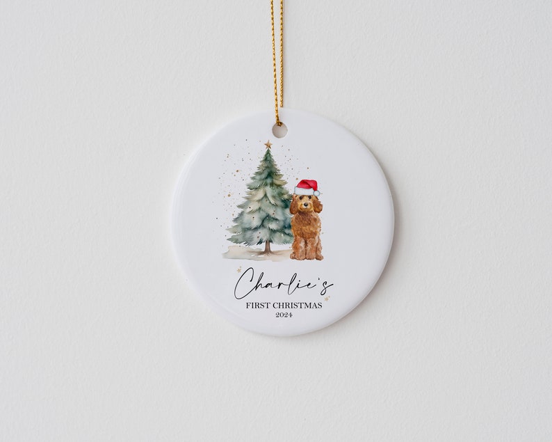 Personalised Dogs First Christmas Bauble, Puppy's 1st Xmas Tree Decoration, Multiple Breeds Available - Swipe to See