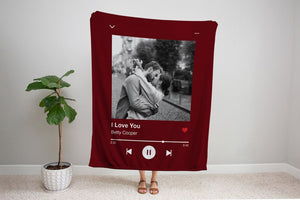 Personalized Music Blanket, Custom Song Photo Blanket,Music Player Blanket, Photo Blanket With Your Song, Christmas Gift, Couple Gifts