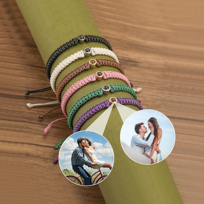 Photo Projection Bracelet Custom Picture Projection Bracelets Handmade Minimalist Memorial Secret Projection Heart Jewelry Gift for Her Him