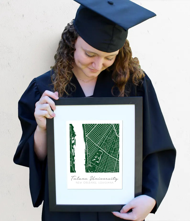 Campus Streets Graduation Map Print - Personalized Canvas Poster