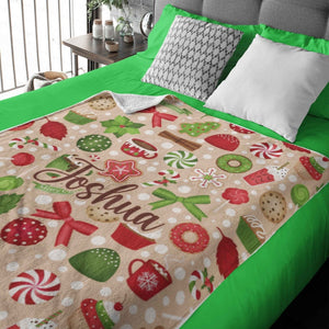 Cute Christmas Blanket For Kids, Holiday Decor, Toddler Christmas Bedding, Baby First Christmas, Winter Baby Shower Gift,Custom Name Blanket