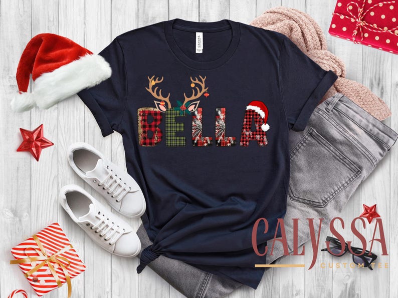 Family Christmas Name Shirt, Doodle Alphabet Family Christmas Shirt, Personalized Christmas Family T-Shirt, Custom Christmas Shirt With Name