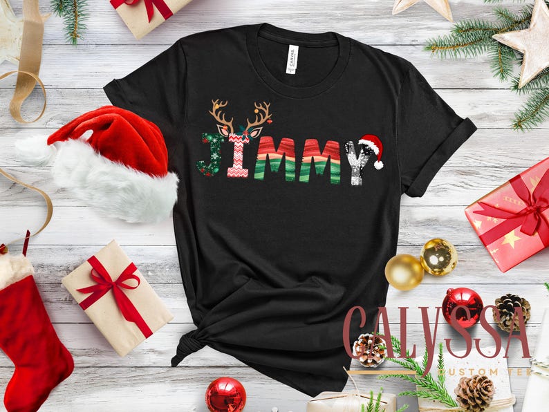 Family Christmas Name Shirt, Doodle Alphabet Family Christmas Shirt, Personalized Christmas Family T-Shirt, Custom Christmas Shirt With Name