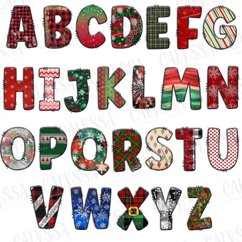 Family Christmas Name Shirt, Doodle Alphabet Family Christmas Shirt, Personalized Christmas Family T-Shirt, Custom Christmas Shirt With Name