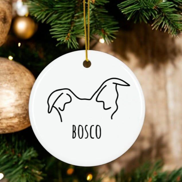 Personalized Dog Ear Ornament, Custom Dog Ear Ornament, Pet Memorial Dog Memorial Custom Ornament, Custom Pet Ornament, Pet Christmas Gift