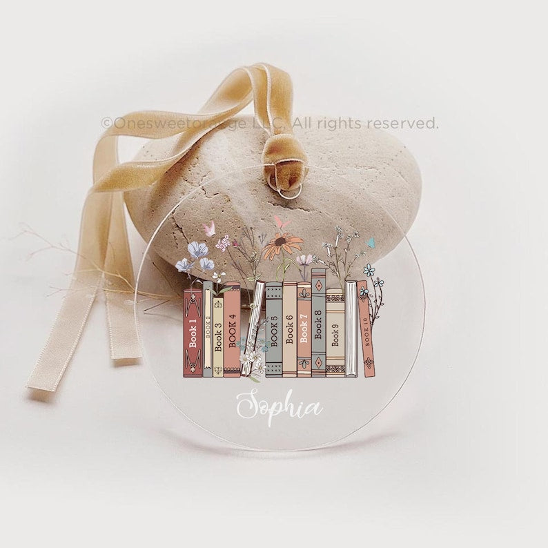 Custom Bookish Ornament, Book Club Ornament, Christmas Book Name Ornament, Personalized Bookworm Gifts, Book Lover Gift