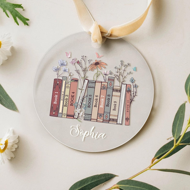 Custom Bookish Ornament, Book Club Ornament, Christmas Book Name Ornament, Personalized Bookworm Gifts, Book Lover Gift