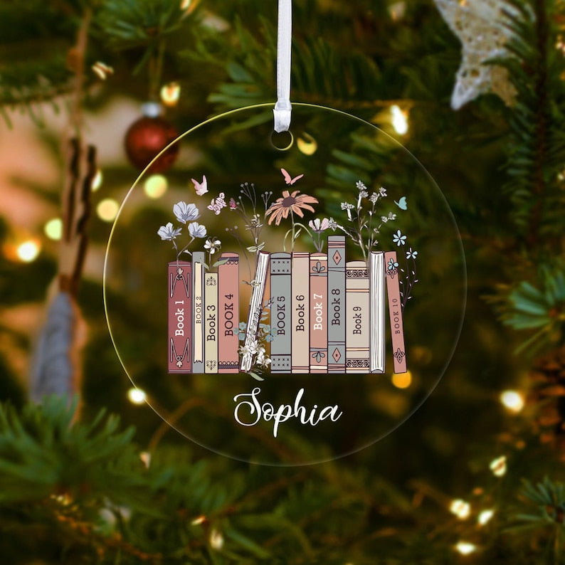 Custom Bookish Ornament, Book Club Ornament, Christmas Book Name Ornament, Personalized Bookworm Gifts, Book Lover Gift