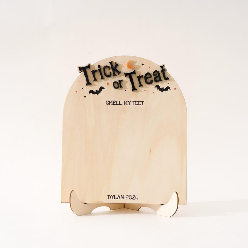 Personalized Halloween Footprint Sign, Trick or Treat Halloween Sign, DIY Halloween Footprint or Handprint Art, Baby s First Halloween