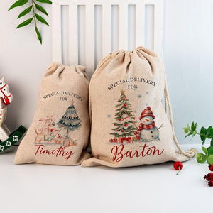 Personalized Santa Claus Bag, Custom Christmas Tree Gift Bags with Name, Bag for Presents, Christmas Eve Sack Filler for Kids,Christmas Gift