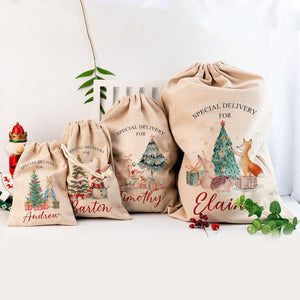 Personalized Santa Claus Bag, Custom Christmas Tree Gift Bags with Name, Bag for Presents, Christmas Eve Sack Filler for Kids,Christmas Gift