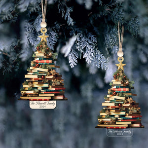 Personalized Gifts for Book Lover,Acrylic Tree Ornament Gift for Her Librarian,2024 Christmas Ornaments-Flat Printed Acrylic Ornament