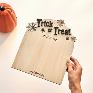 Personalized Halloween Footprint Sign, Trick or Treat Halloween Sign, DIY Halloween Footprint or Handprint Art, Baby s First Halloween