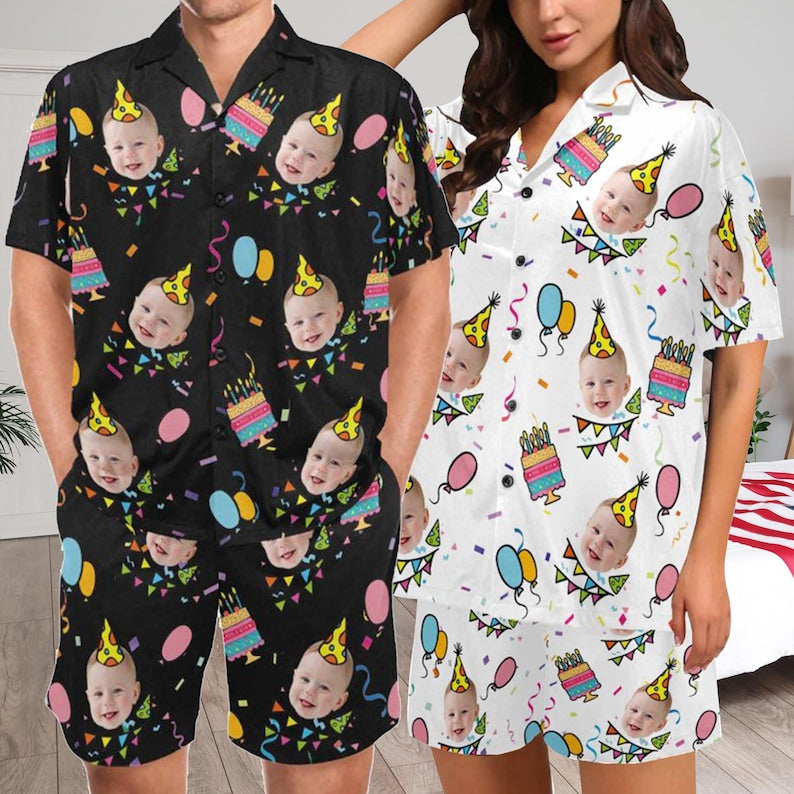 Custom Birthday Pajamas.Family Pajamas Set,Funny Face Pajamas,Birthday Pajamas Adult,Custom Pajamas,Birthday Gifts,Happy Birthday Clothing