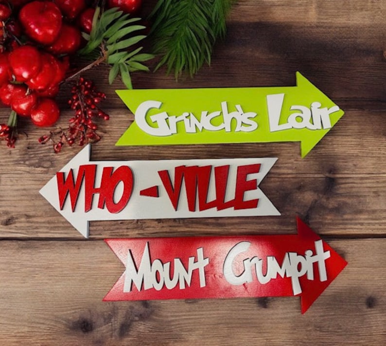 Who-ville Mount Crumpit Grinch Lair wood sign stocking sign, laser cut, Christmas decor, Christmas grinch