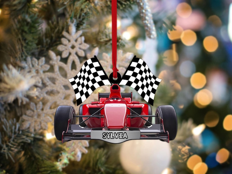 Personalized Racing Car F1 Christmas Ornaments, Formular Car Ornament, Flat 2D Ornament, F1 Car Tree Hanging, Car Hanger, Gift for Car Lover