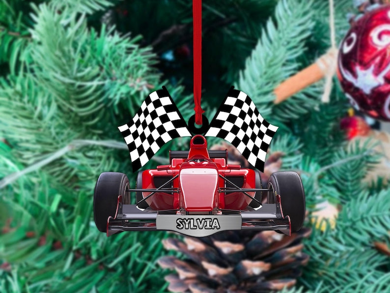 Personalized Racing Car F1 Christmas Ornaments, Formular Car Ornament, Flat 2D Ornament, F1 Car Tree Hanging, Car Hanger, Gift for Car Lover
