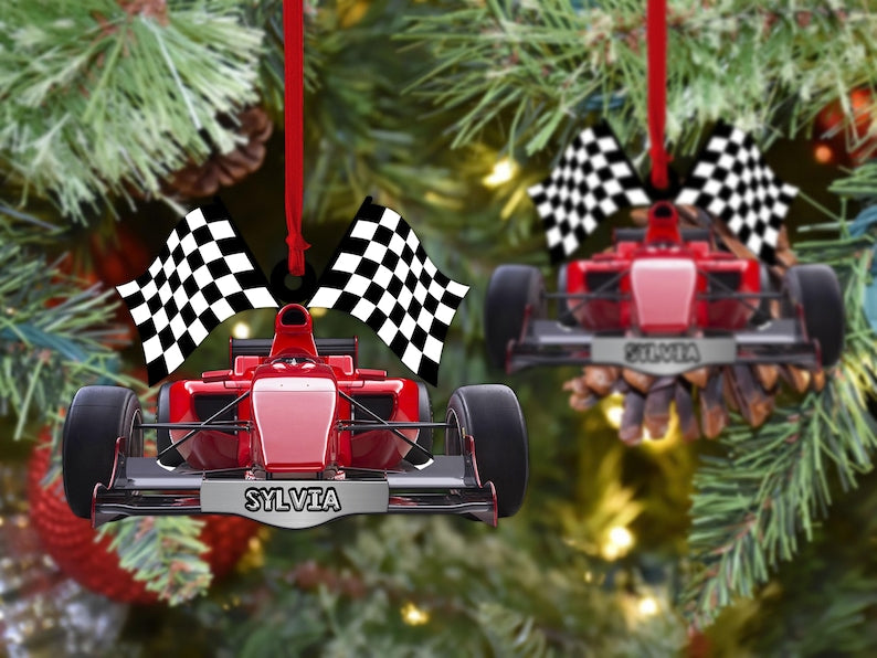 Personalized Racing Car F1 Christmas Ornaments, Formular Car Ornament, Flat 2D Ornament, F1 Car Tree Hanging, Car Hanger, Gift for Car Lover
