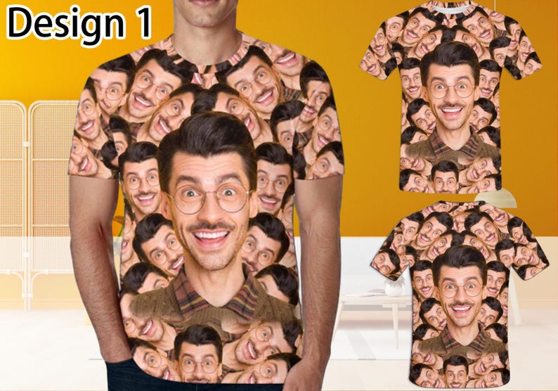 Custom T-Shirt with Faces Custom Face Shirts Bachelor Party Shirts Personalized Photo Tee Shirts Men Women Kids Birthday Christmas Gift