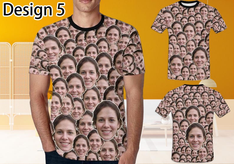 Custom T-Shirt with Faces Custom Face Shirts Bachelor Party Shirts Personalized Photo Tee Shirts Men Women Kids Birthday Christmas Gift