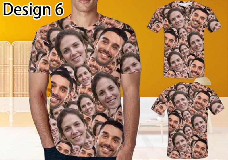 Custom T-Shirt with Faces Custom Face Shirts Bachelor Party Shirts Personalized Photo Tee Shirts Men Women Kids Birthday Christmas Gift
