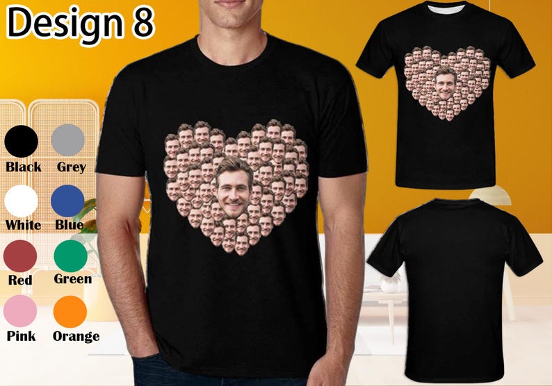 Custom T-Shirt with Faces Custom Face Shirts Bachelor Party Shirts Personalized Photo Tee Shirts Men Women Kids Birthday Christmas Gift