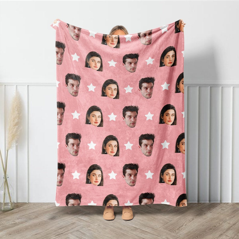 Couple Custom Blanket,Custom Blanket With Face, Couple Blanket With Pictures, Personalized Blanket For Couple, Valentine's Day Present