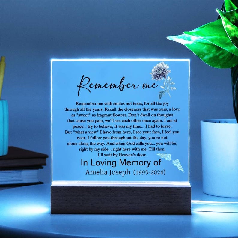 Remember me memorial plaque, sympathy gift, bereavement gift, in memory of, memorial, condolences gift, memorial keepsake, loss of loved one