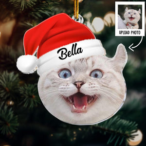 Pet Funny Christmas Face, Personalized Photo Ornament, Pet Memorial Ornament, Dog Cat Holiday Keepsake, Unique Gift For The Festive Season