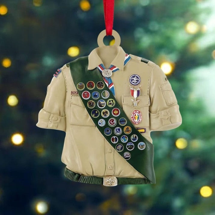 Personalized Boy Scout Uniform Acrylic Ornament, Custom Brown Eagle Scout Ornament Presents, Christmas Gifts for Cub Scouts