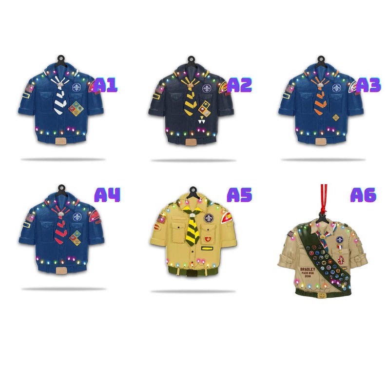 Personalized Boy Scout Uniform Acrylic Ornament, Custom Brown Eagle Scout Ornament Presents, Christmas Gifts for Cub Scouts