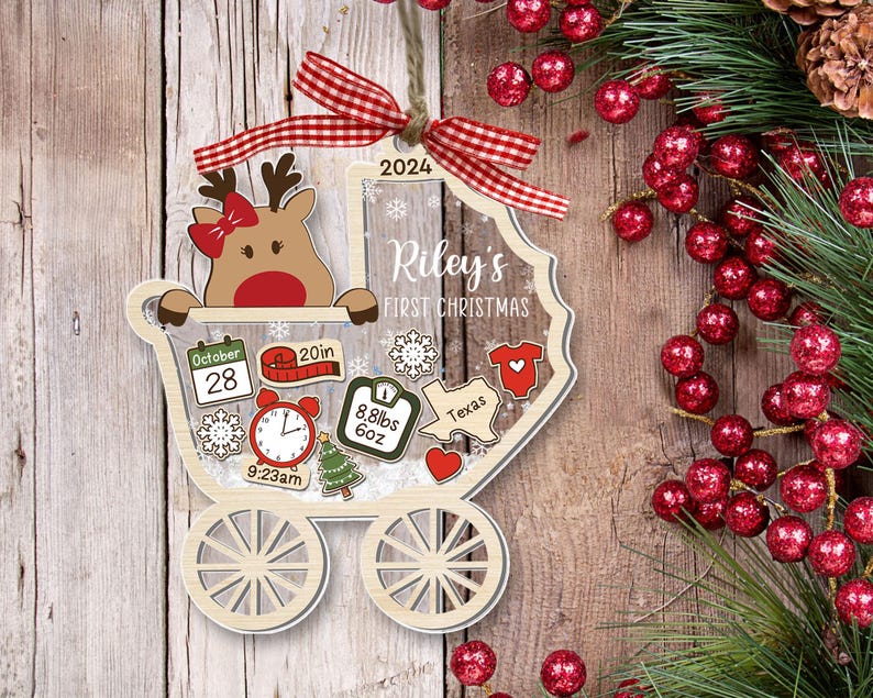 Personalized Baby's First Christmas Ornament 2024, Custom New Baby Gift, 4D Shake Babies Ornament, Baby Shower Gift, Baby Name Xmas Keepsake
