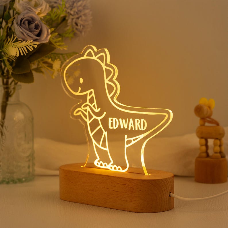 Dinosaur Custom Name Light,Personalized Night Light,Dinosaur Room Decor,Kids Birthday Gift,Baby Shower Gifts,Toddler Gifts,Personalized Gift